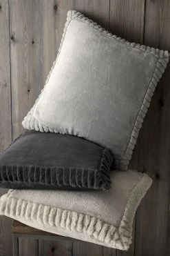 Catherine Lansfield Velvet And Faux Fur Cushion