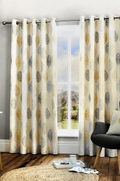 Appletree Fusion Skandi Leaf Lined Eyelet Curtains
