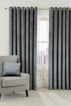 Helena Springfield Velvet Escala Lined Eyelet Curtains