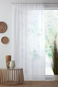 Next Stripe Voile Slot Top Unlined Sheer Panel Curtain