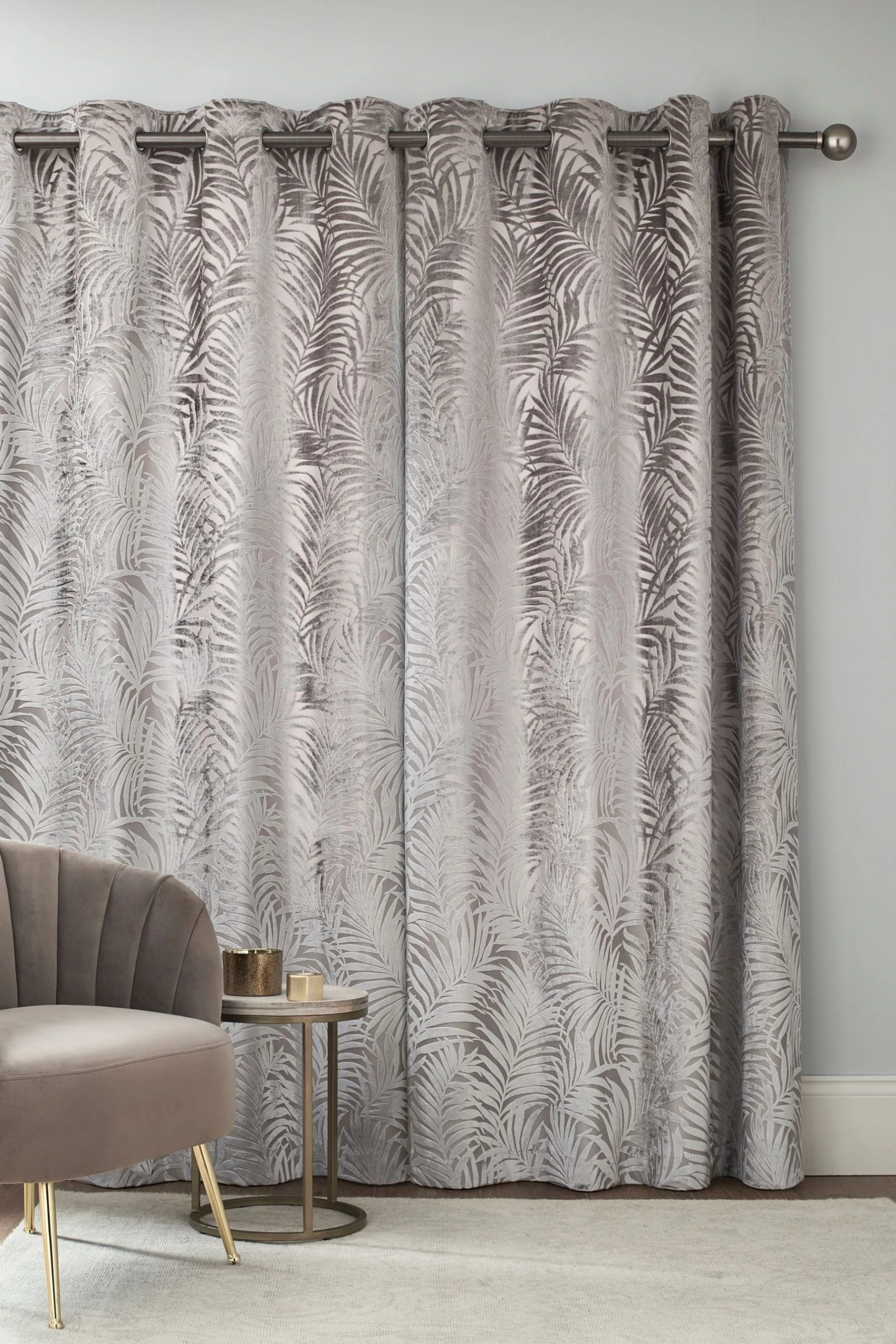 Next Cut Velvet Palm Leaf Curtains 4 Next Cut Velvet Palm Leaf Curtains - Image 2