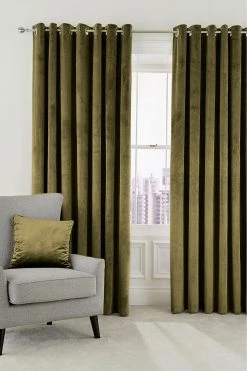Helena Springfield Velvet Escala Lined Eyelet Curtains
