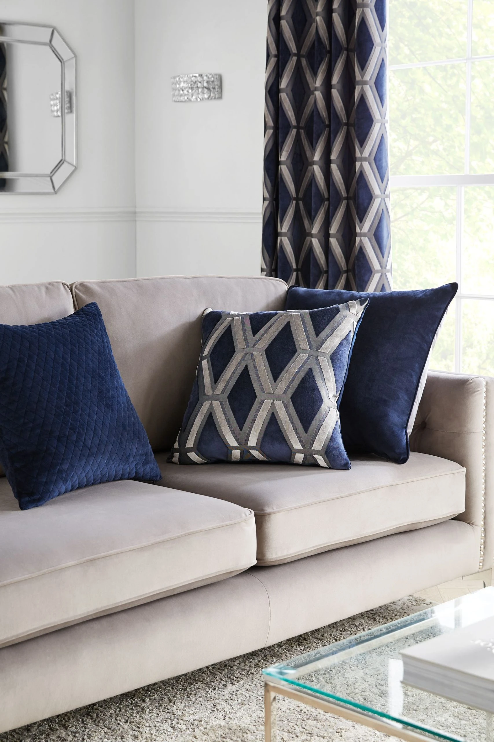 Next Collection Luxe Geometric Velvet Cushion 4 Next Collection Luxe Geometric Velvet Cushion - Image 2