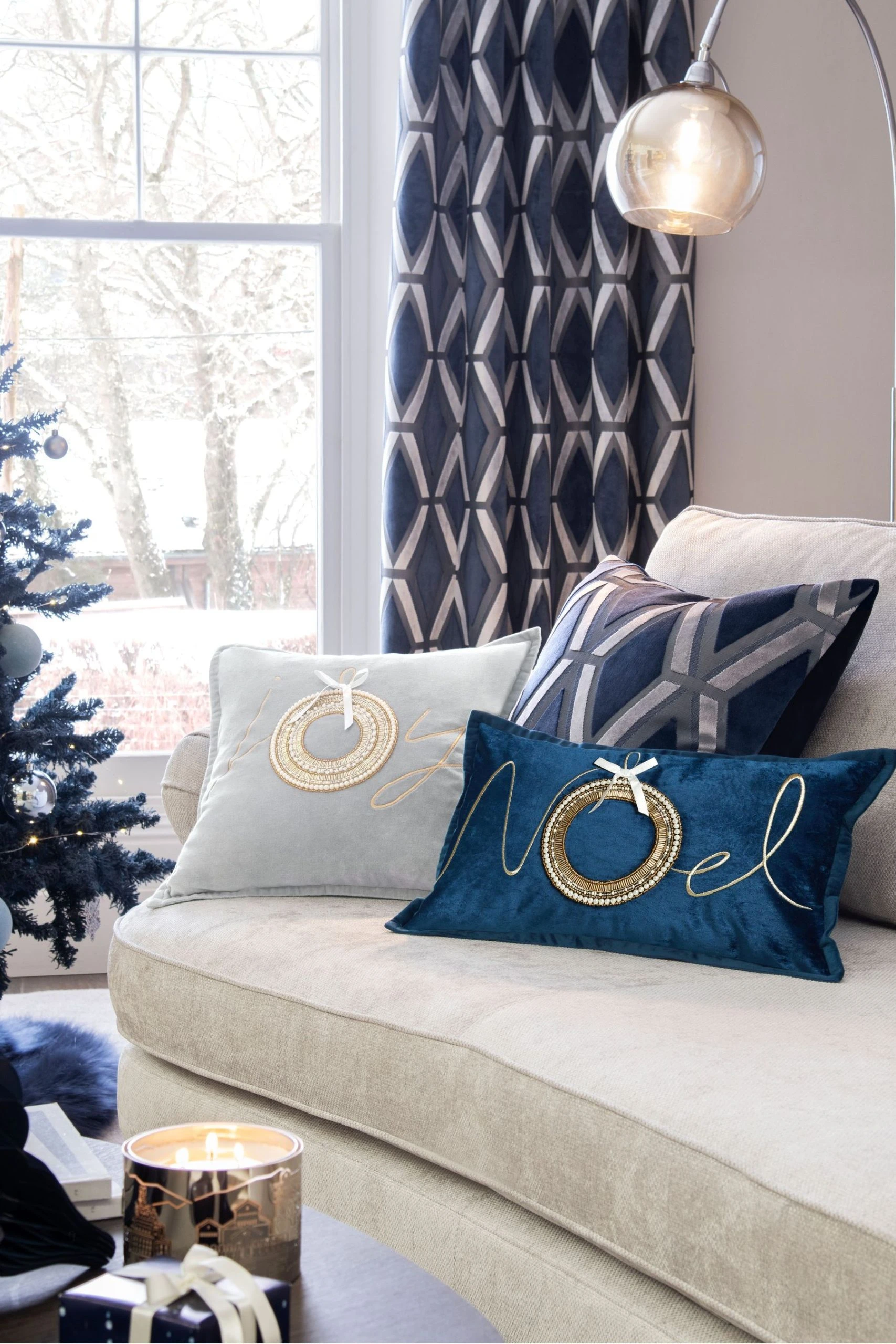 Next Collection Luxe Geometric Velvet Cushion 6 Next Collection Luxe Geometric Velvet Cushion - Image 4