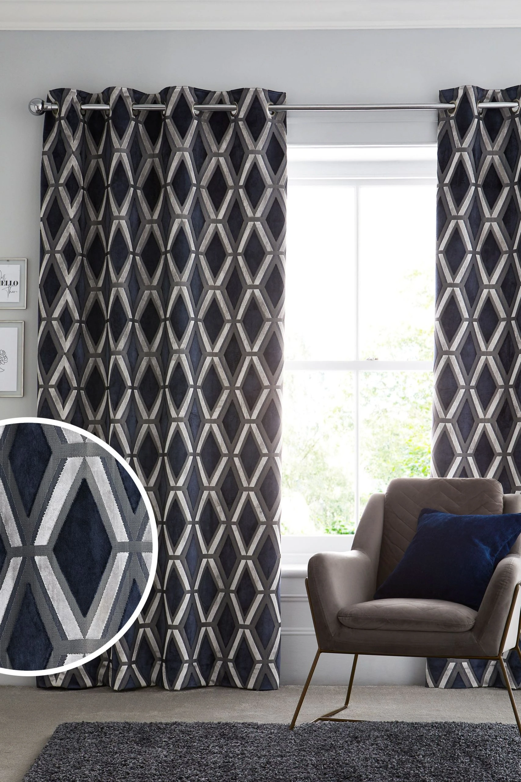 Next Collection Luxe Heavyweight Geometric Cut Velvet Curtains 3 Next Collection Luxe Heavyweight Geometric Cut Velvet Curtains