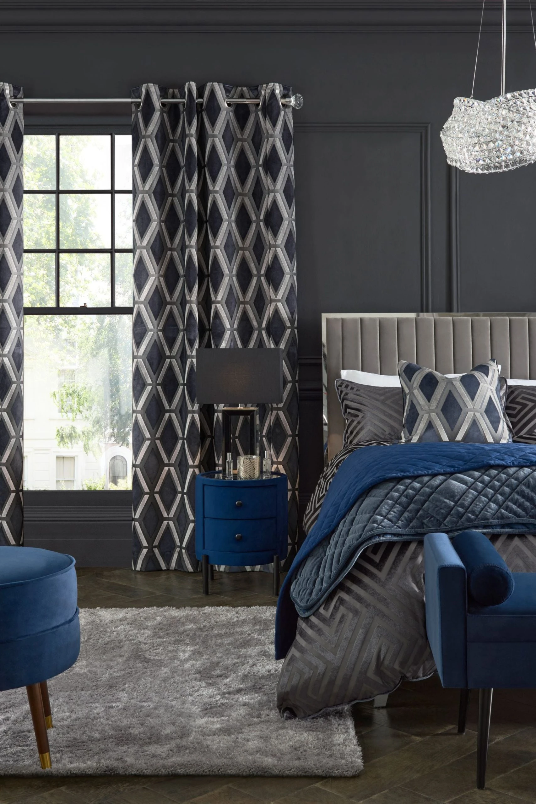 Next Collection Luxe Heavyweight Geometric Cut Velvet Curtains 6 Next Collection Luxe Heavyweight Geometric Cut Velvet Curtains - Image 4