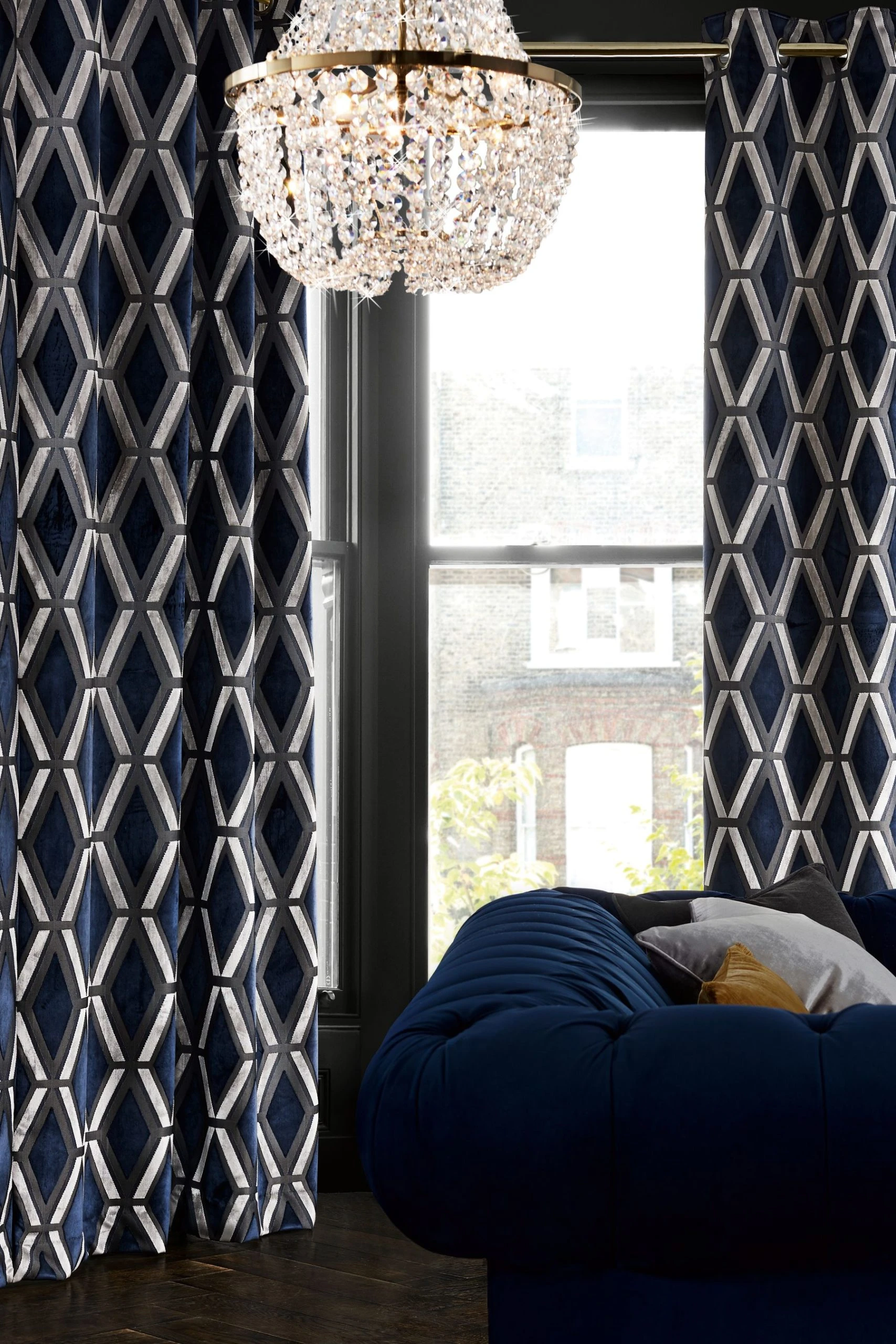 Next Collection Luxe Heavyweight Geometric Cut Velvet Curtains 7 Next Collection Luxe Heavyweight Geometric Cut Velvet Curtains - Image 5