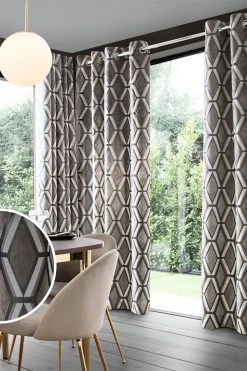 Next Collection Luxe Heavyweight Geometric Cut Velvet Curtains