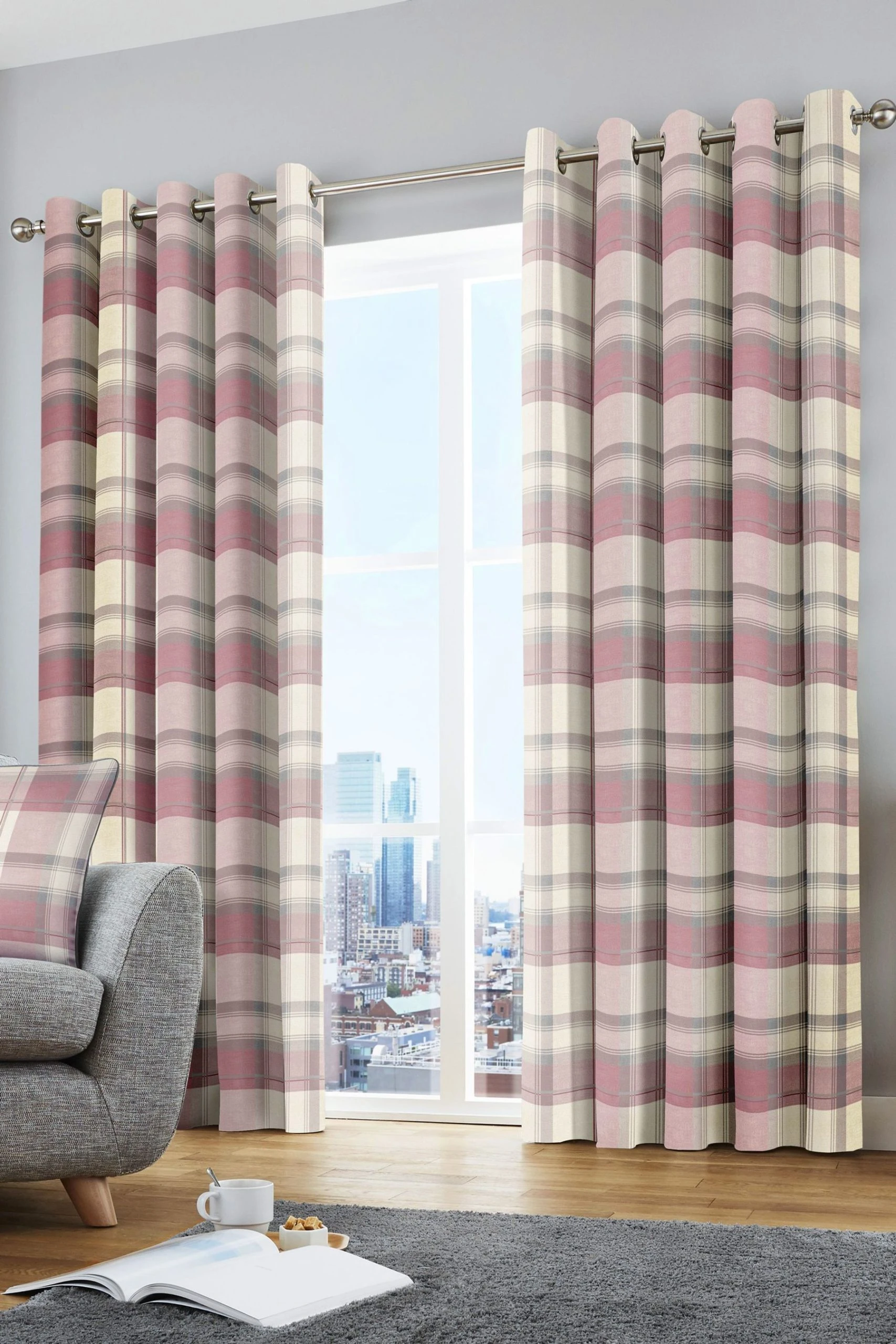 Fusion Balmoral Check Eyelet Curtains Fusion Balmoral Check Eyelet Curtains -Louis De Poortere Shop 601949s scaled