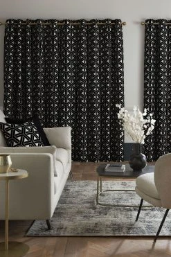 Next Monochrome Geometic Flocked Velvet Eyelet Curtains 10 Next Monochrome Geometic Flocked Velvet Eyelet Curtains -Louis De Poortere Shop 667097s3