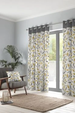 Fusion Beechwood Leaves Eyelet Lined Curtains