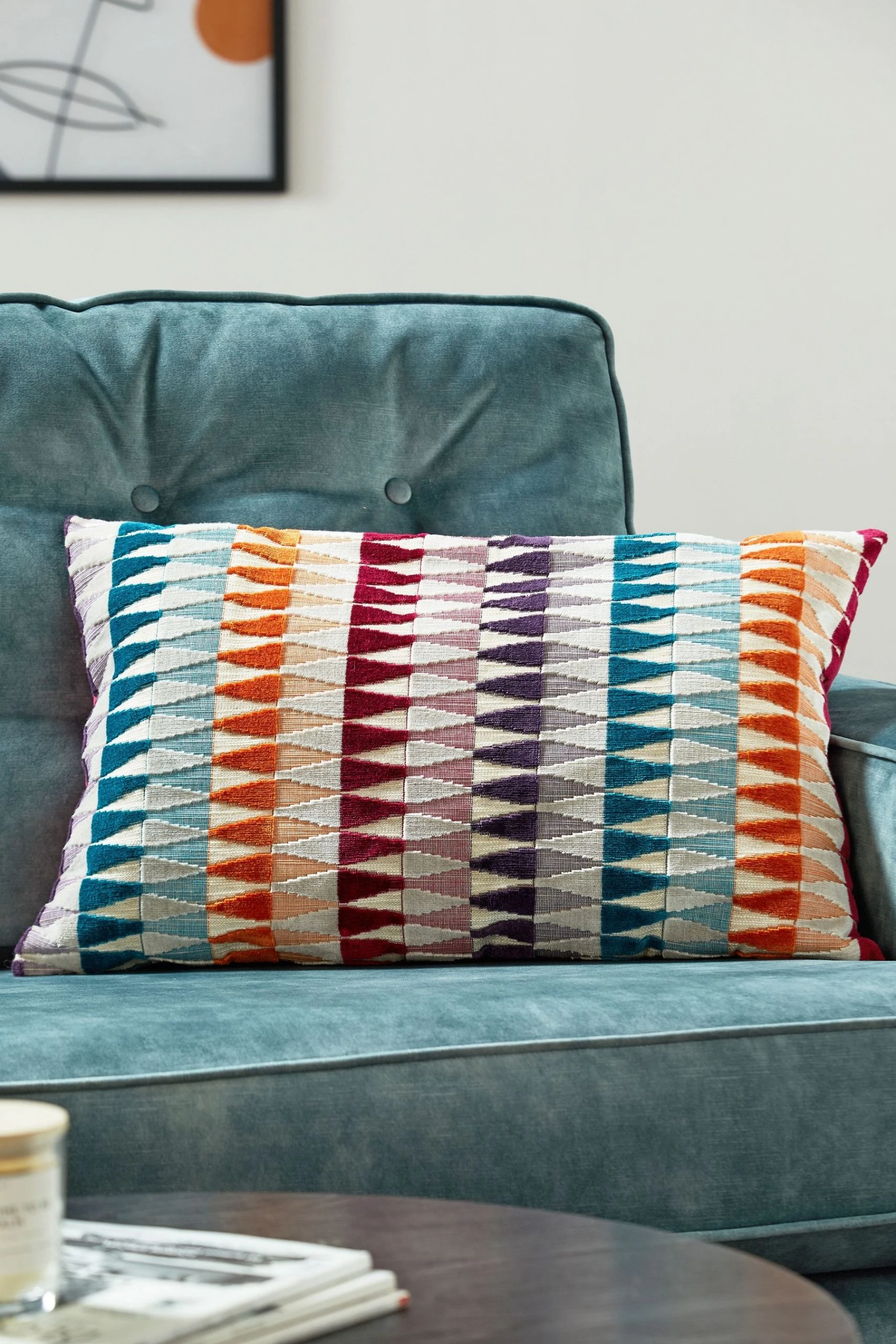 Next Brights Velvet Geo Cushion 3 Next Brights Velvet Geo Cushion