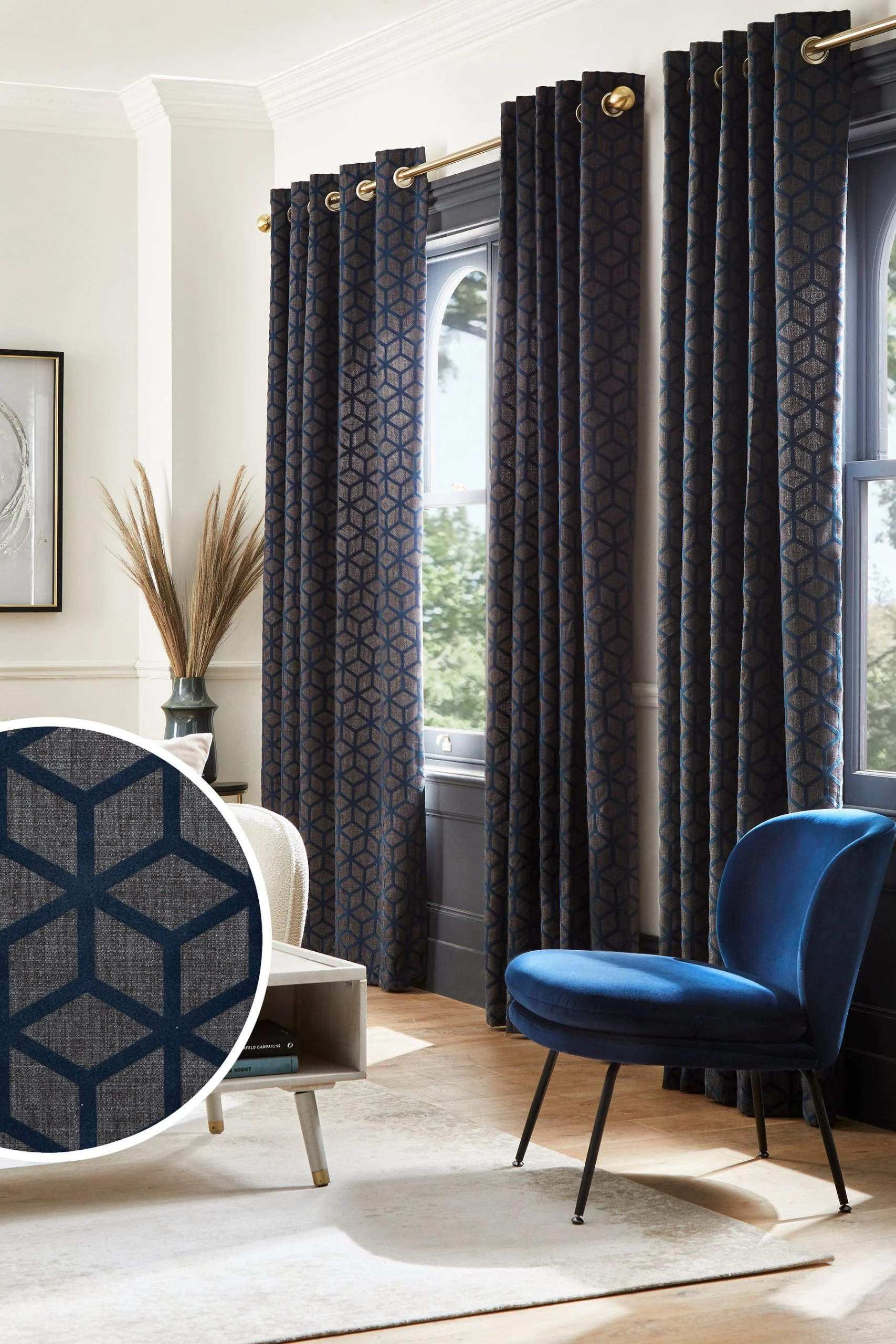 Flocked Velvet Geometric Curtains Next Flocked Velvet Geometric Curtains -Louis De Poortere Shop 914 067s scaled