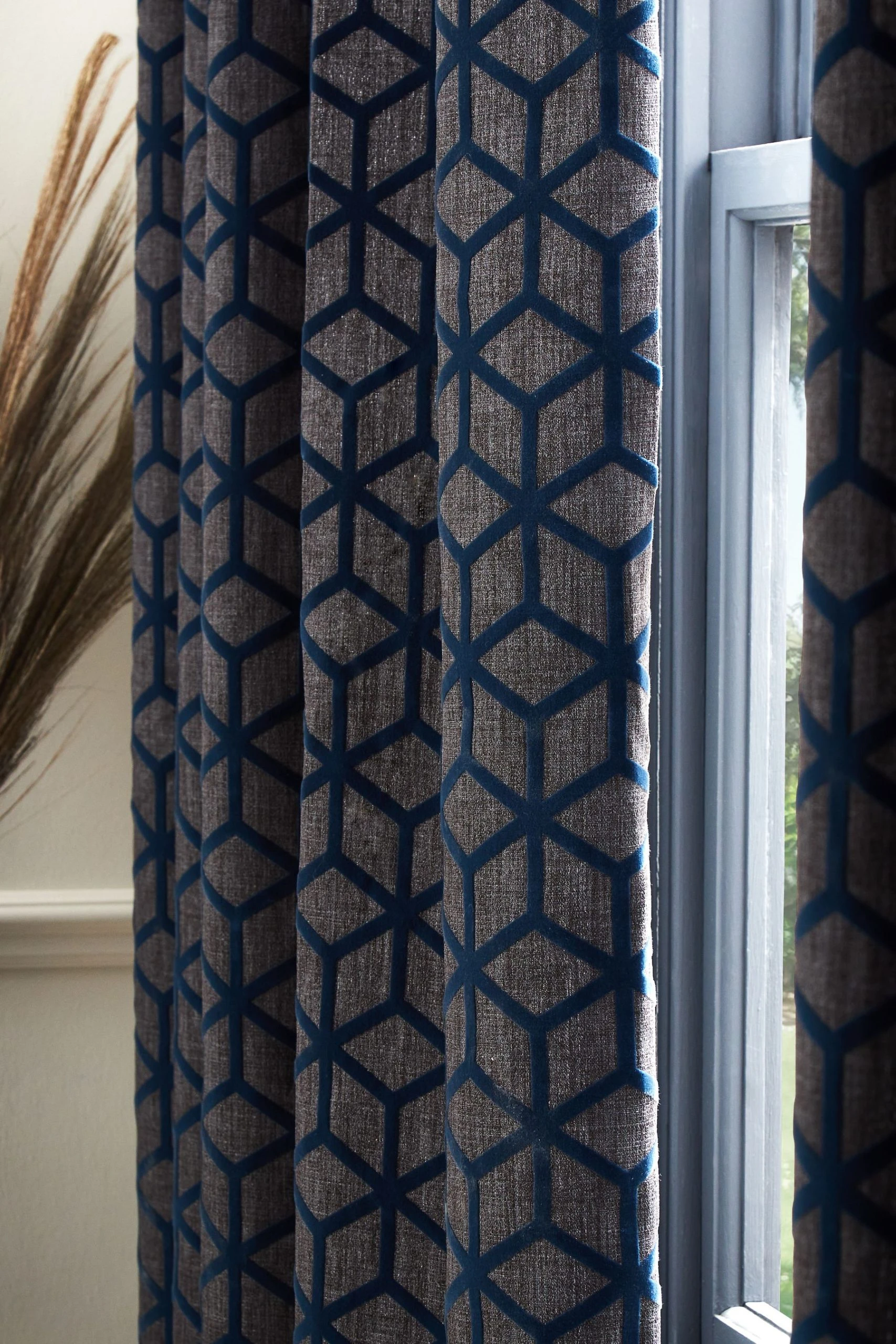Flocked Velvet Geometric Curtains Next Flocked Velvet Geometric Curtains -Louis De Poortere Shop 914 067s3 scaled