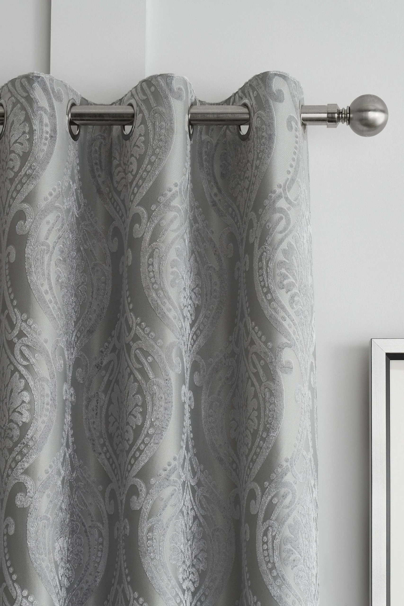 Curtina Chateau Textured Chenille Damask Lined Eyelet Curtains 3 Curtina Chateau Textured Chenille Damask Lined Eyelet Curtains