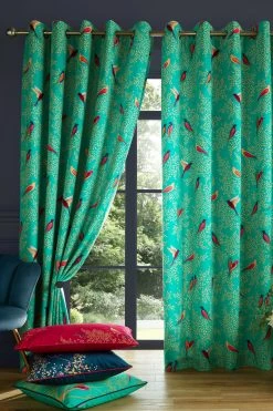 Sara Miller Green Birds Eyelet Curtains