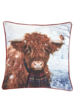 Catherine Lansfield Highland Cow Christmas Cushion -Louis De Poortere Shop A58923s4