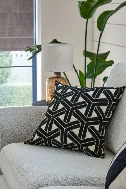 Next Large Monochrome Geometric Flock Cushion -Louis De Poortere Shop C00 783s2