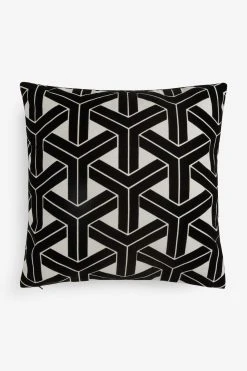 Next Large Monochrome Geometric Flock Cushion -Louis De Poortere Shop C00 783s3