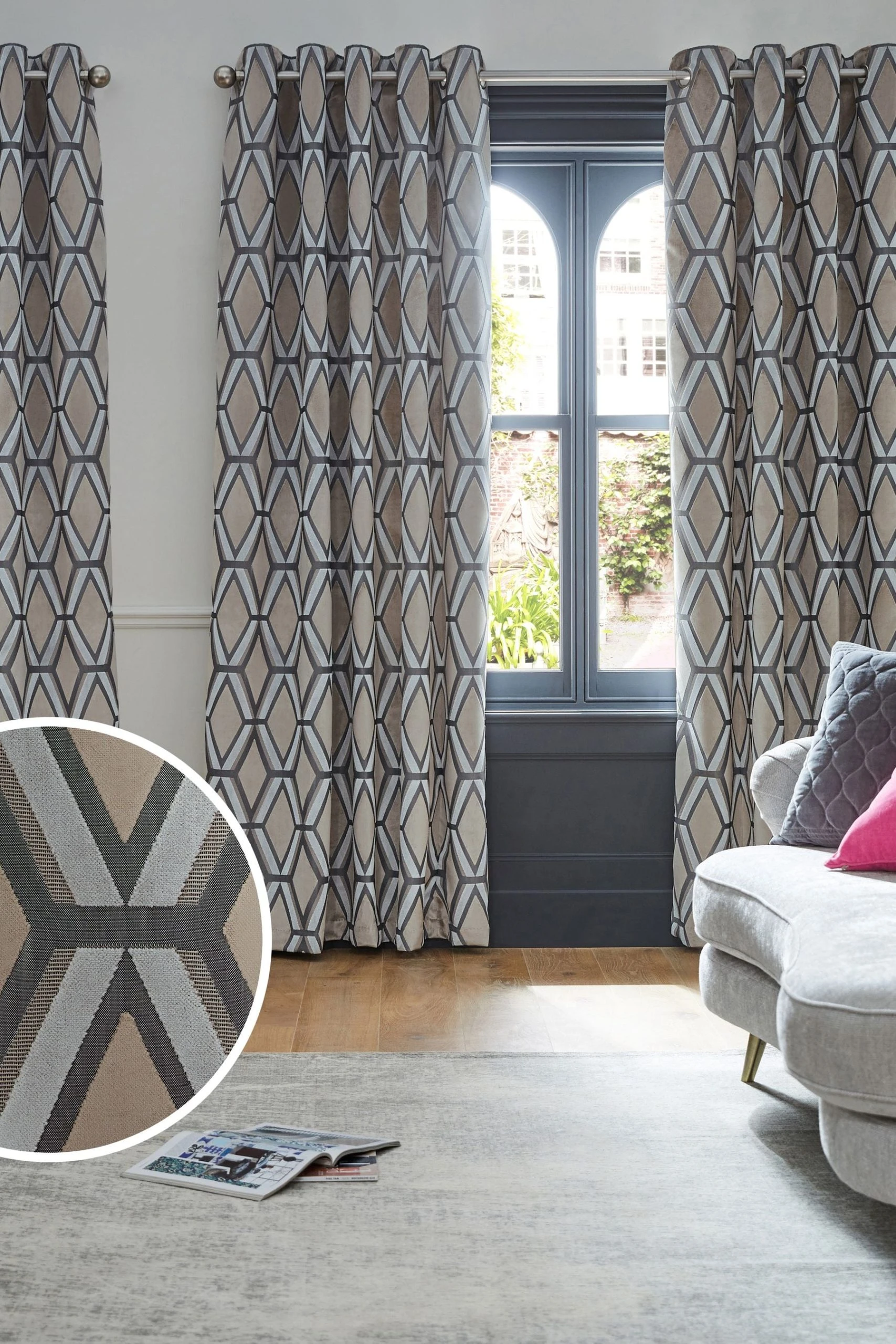 Next Collection Luxe Heavyweight Geometric Cut Velvet Curtains 3 Next Collection Luxe Heavyweight Geometric Cut Velvet Curtains
