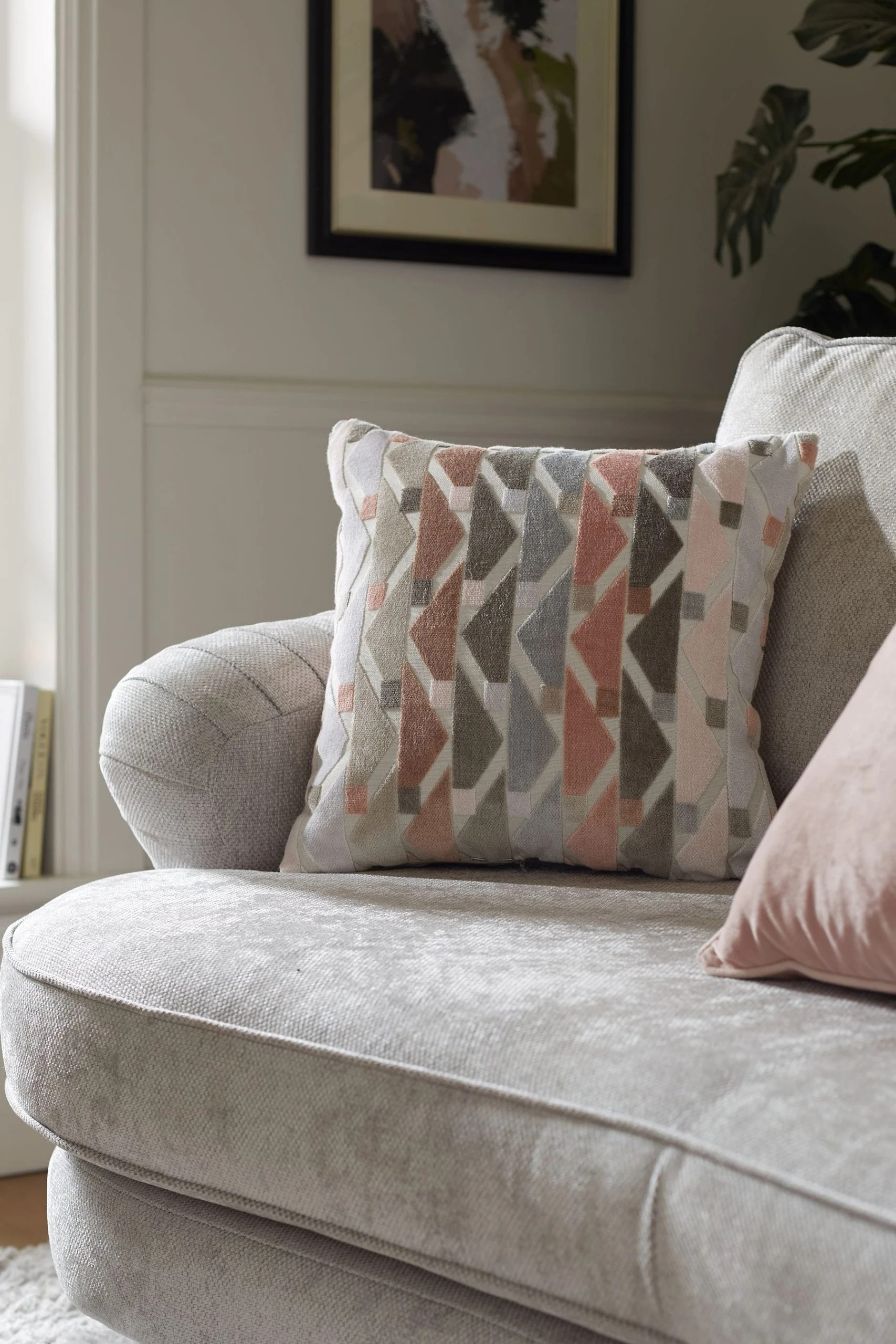 Next Geometric Cut Velvet Cushion 3 Next Geometric Cut Velvet Cushion