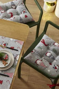 Catherine Lansfield Set Of 2 Christmas Gnomes Cotton Seat Pads