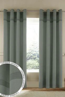 Catherine Lansfield Melville Woven Texture Cotton Eyelet Unlined Curtains