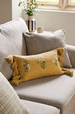 Next Textured Floral Embroidered Oblong Cushion