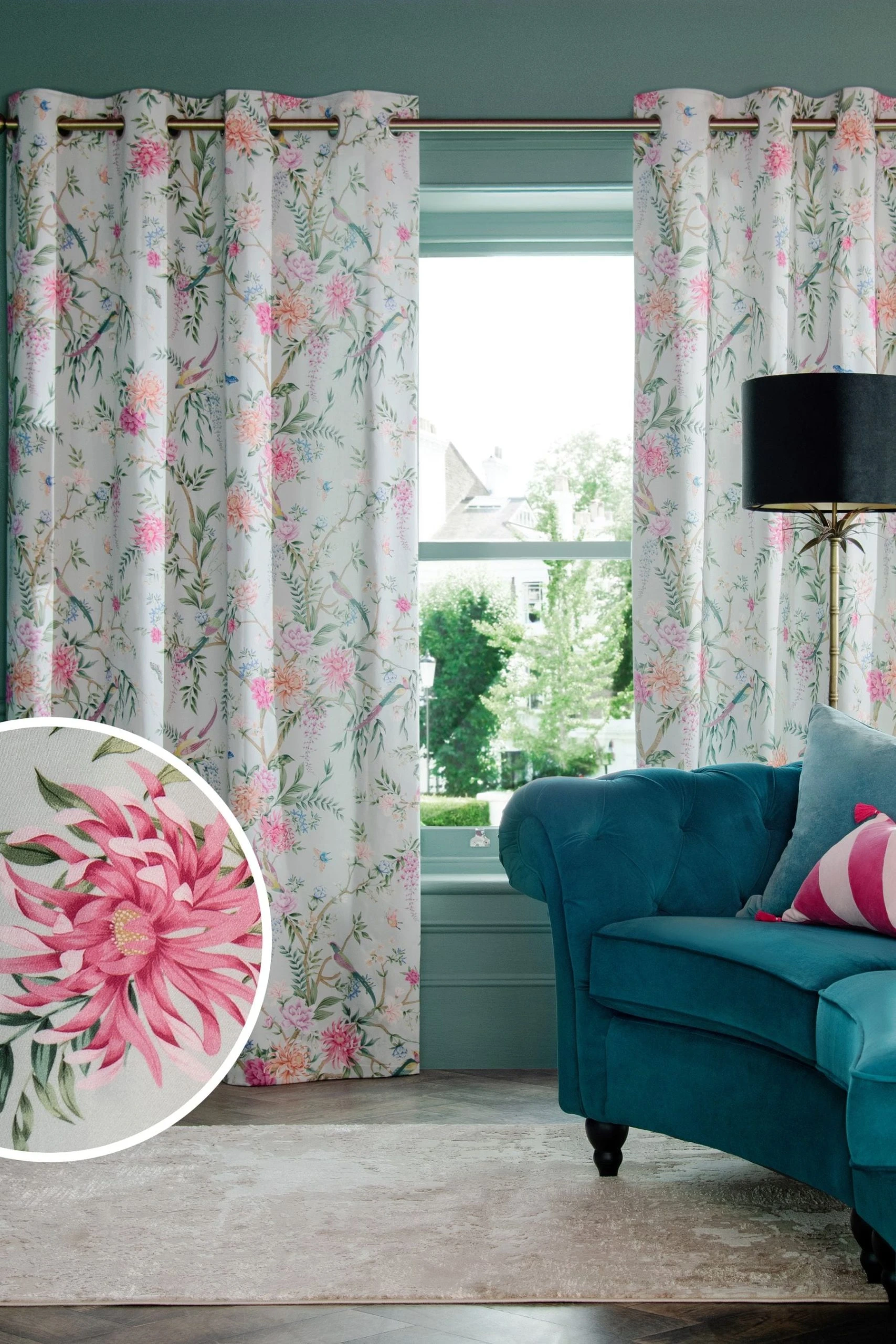 Next Emporium Floral Blackout/Thermal Eyelet Curtains 3 Next Emporium Floral Blackout/Thermal Eyelet Curtains