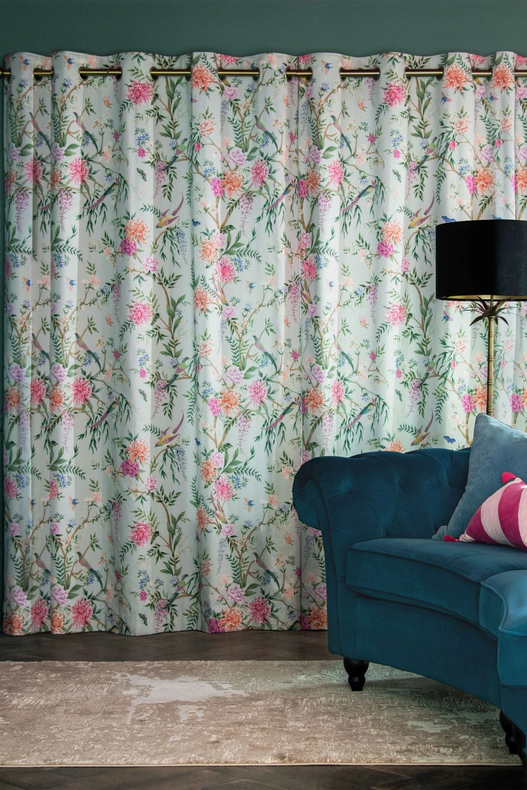 Next Emporium Floral Blackout/Thermal Eyelet Curtains 4 Next Emporium Floral Blackout/Thermal Eyelet Curtains - Image 2