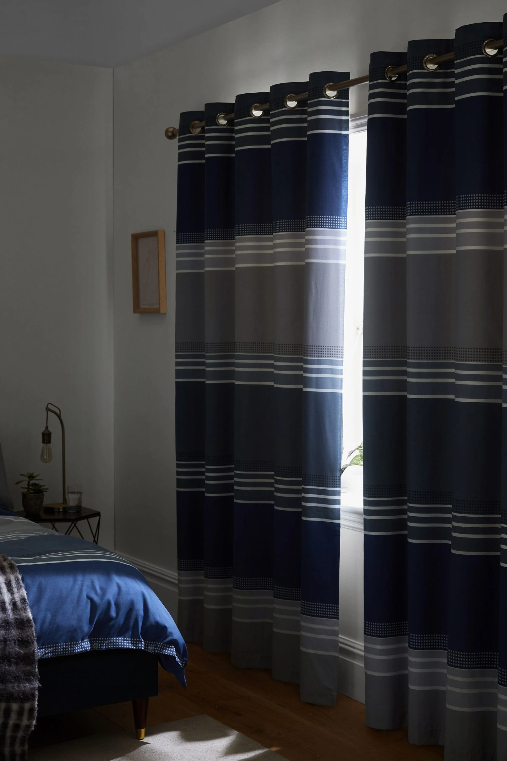 Next Stripe Eyelet Blackout Curtains 4 Next Stripe Eyelet Blackout Curtains - Image 2