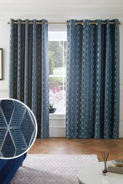 Next Sparkle Geometric Eyelet Curtains