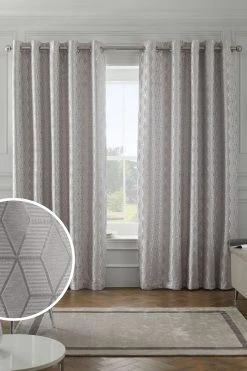 Next Sparkle Geometric Eyelet Curtains