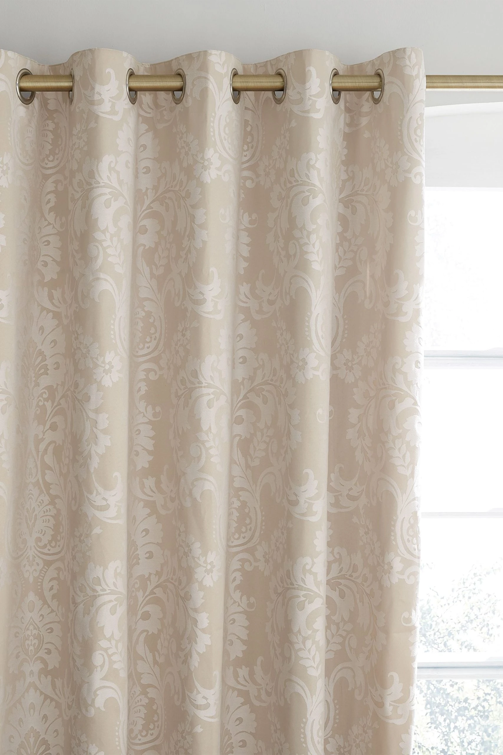 Catherine Lansfield Damask Jacquard Eyelet Lined Curtains 4 Catherine Lansfield Damask Jacquard Eyelet Lined Curtains - Image 2