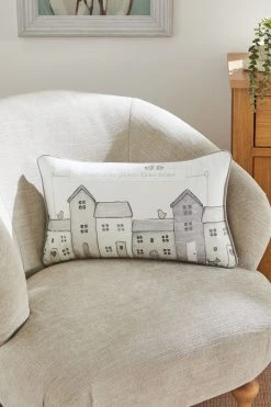 Next There's No Place Like Home Embroidered Oblong Cushion