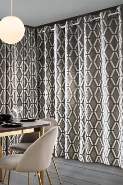 Next Collection Luxe Heavyweight Geometric Cut Velvet Curtains -Louis De Poortere Shop C99781s2