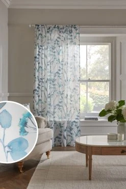Next Isla Floral Printed Voile Sheer Panel Curtain