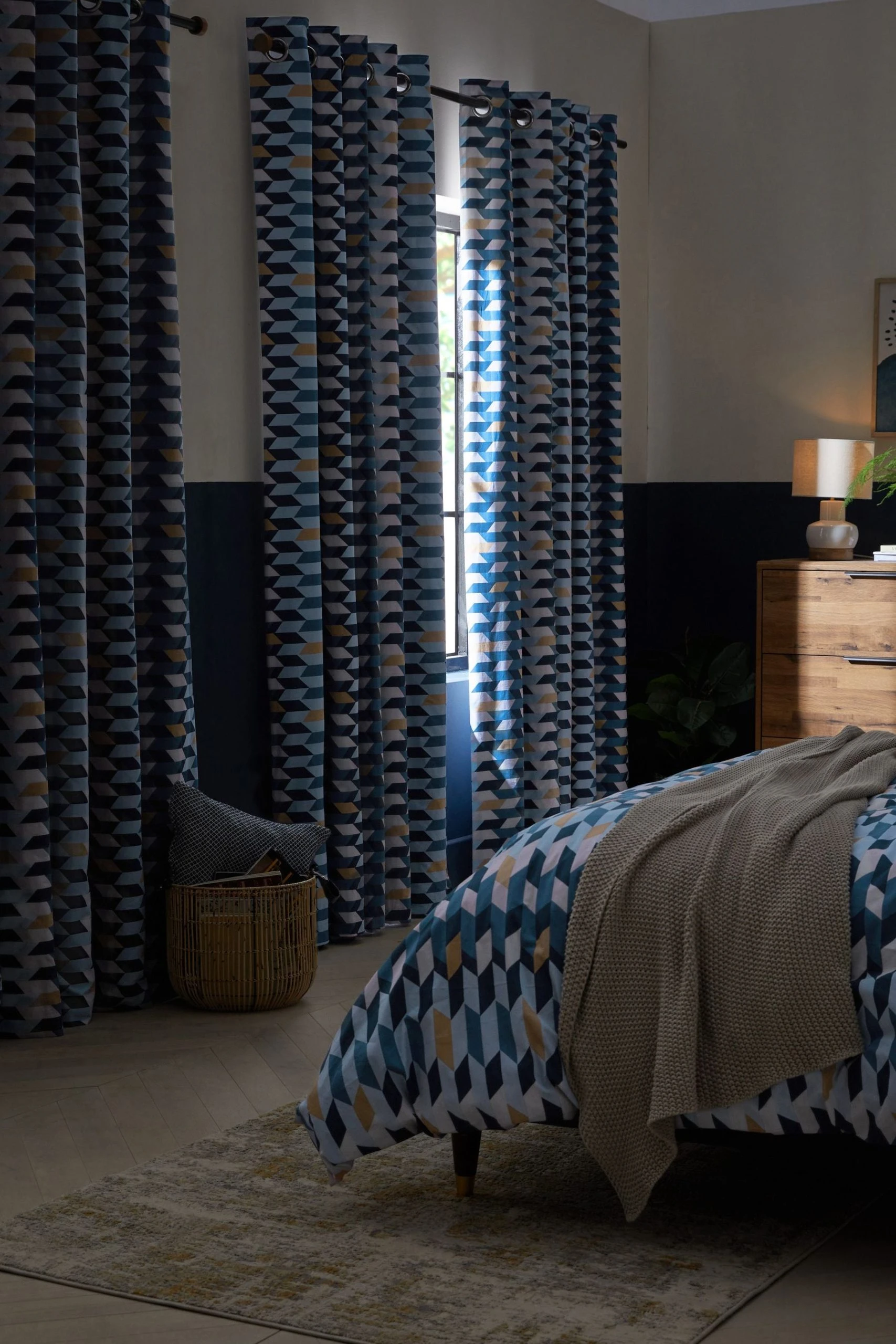 Next Geometric Blackout/Thermal Eyelet Curtains 4 Next Geometric Blackout/Thermal Eyelet Curtains - Image 2