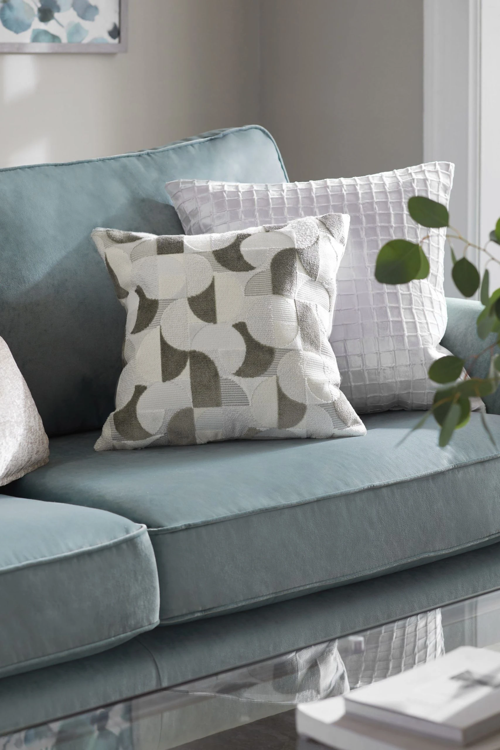 Next Cut Velvet Circle Geo Square Cushion 3 Next Cut Velvet Circle Geo Square Cushion