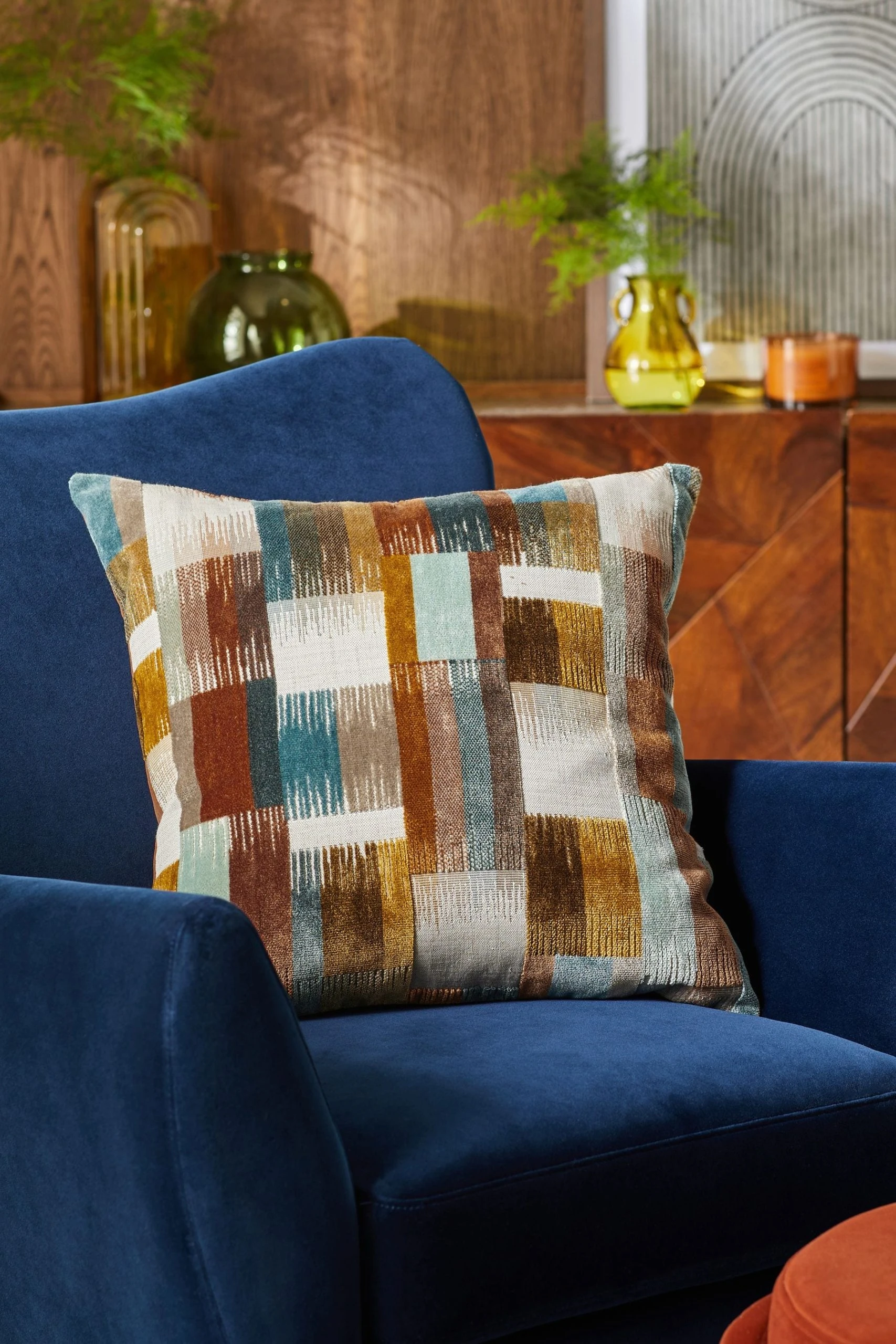 Cut Velvet Retro Etch Cushion Next Cut Velvet Retro Etch Cushion -Louis De Poortere Shop D90438s scaled