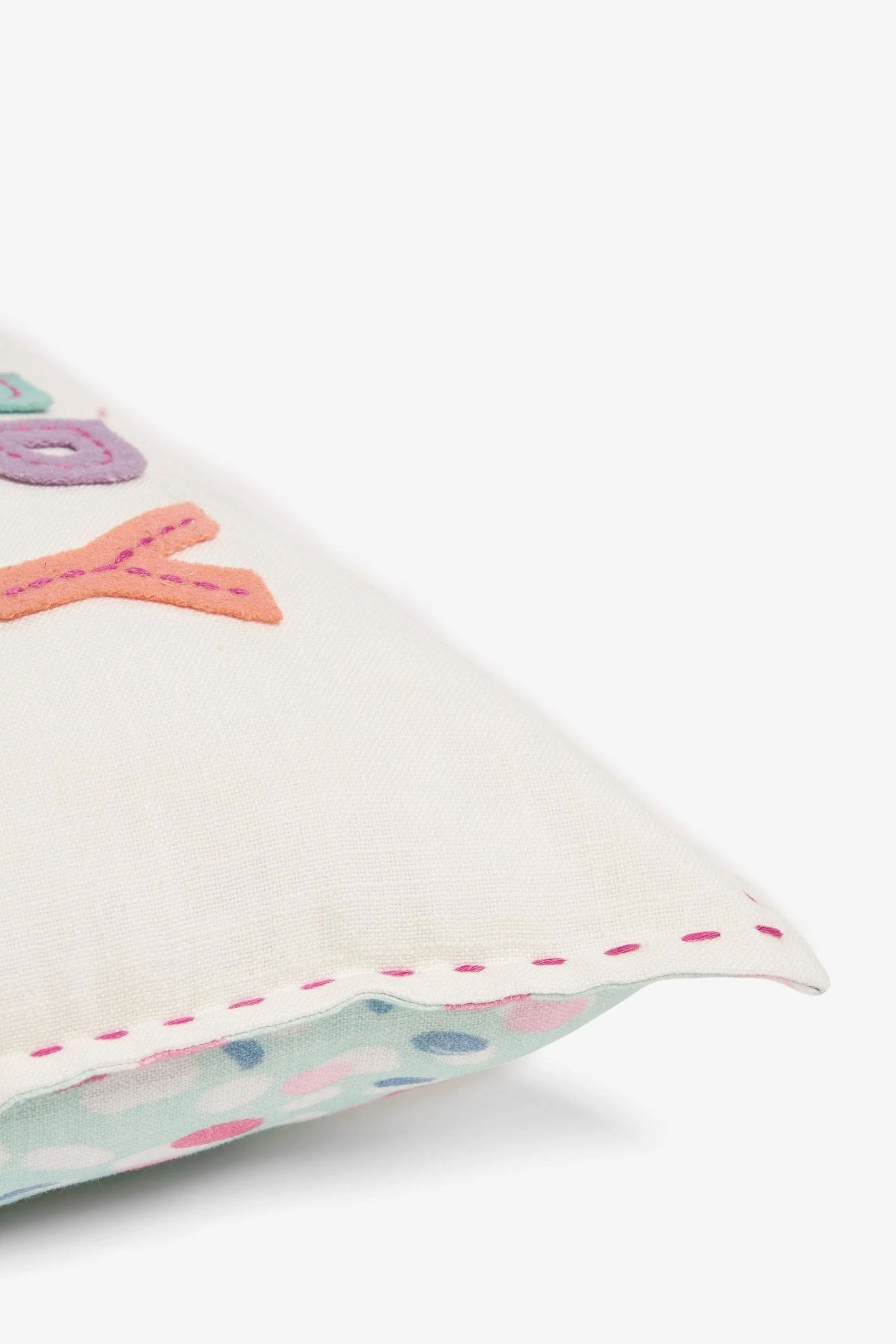 Next Natural White Happy Place Embroidered Oblong Cushion 4 Next Natural White Happy Place Embroidered Oblong Cushion - Image 2