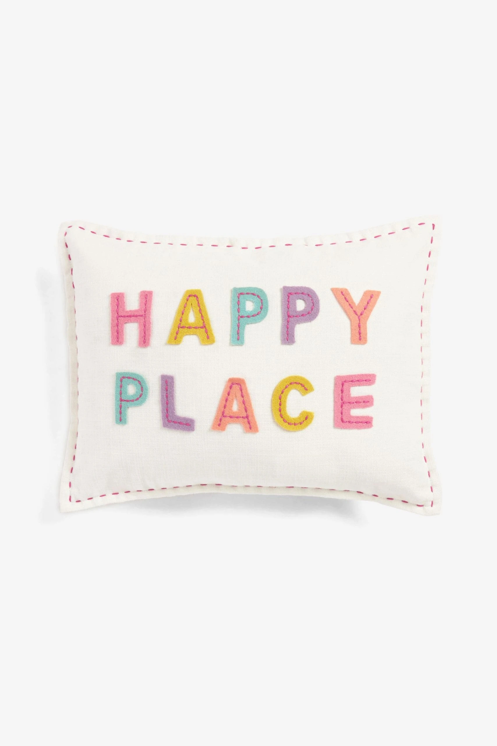 Next Natural White Happy Place Embroidered Oblong Cushion 6 Next Natural White Happy Place Embroidered Oblong Cushion - Image 4
