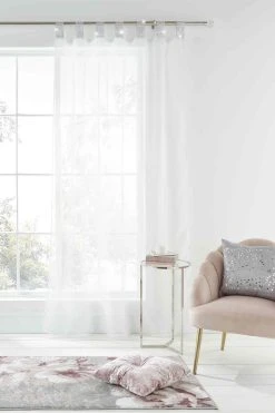 Catherine Lansfield Diamanté Sparkle Voile Tab Top Sheer Panel Curtains