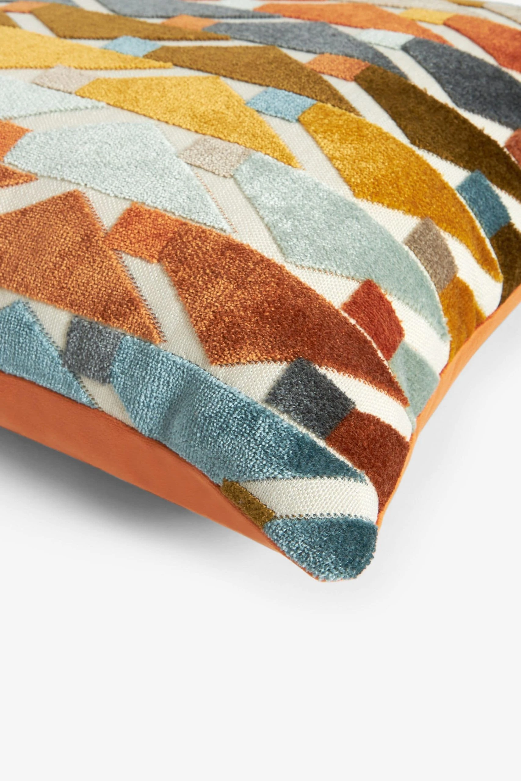 Next Geometric Cut Velvet Cushion 4 Next Geometric Cut Velvet Cushion - Image 2