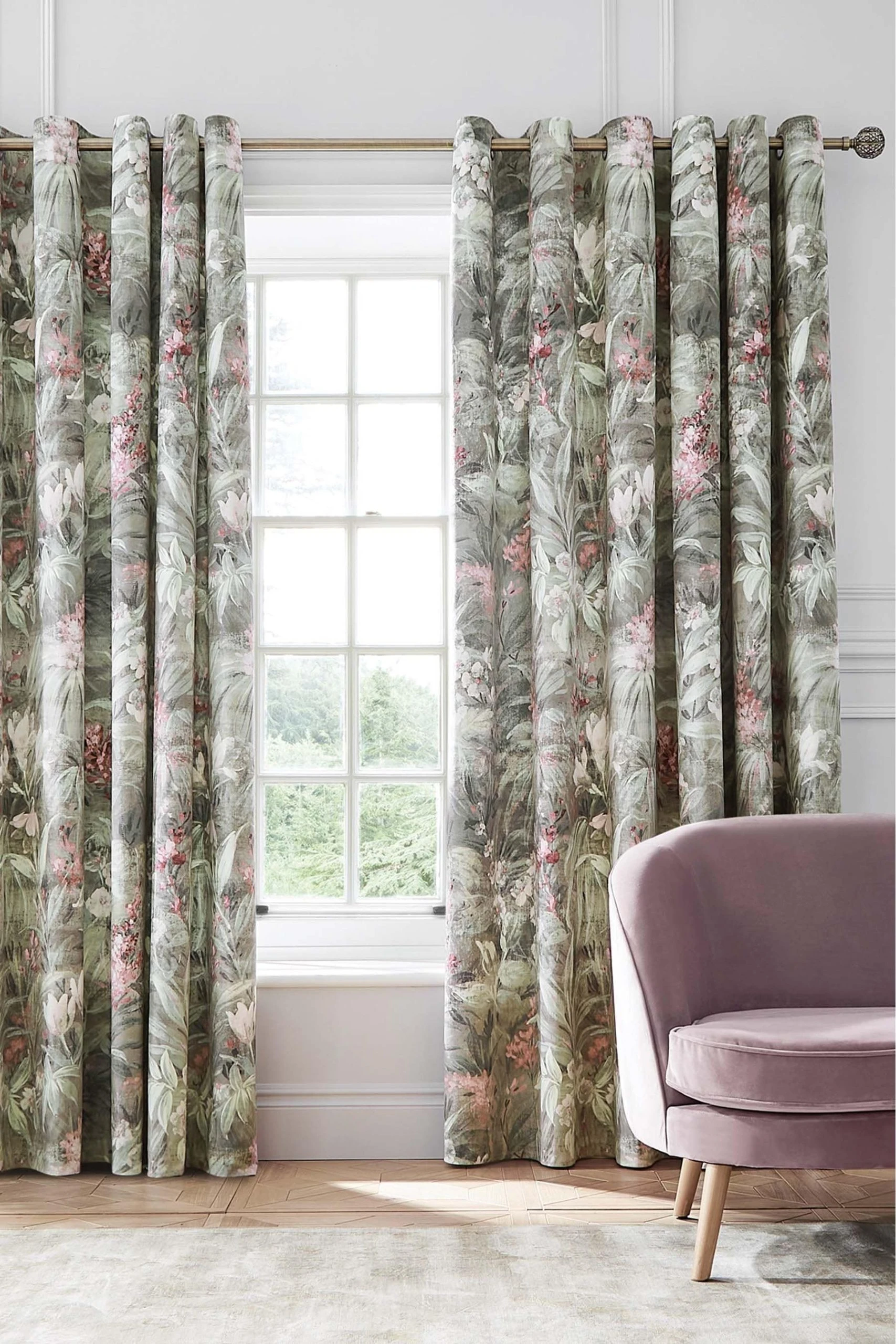 Hyperion Anthea Floral Velour Digital Print Weighted Eyelet Curtains 3 Hyperion Anthea Floral Velour Digital Print Weighted Eyelet Curtains