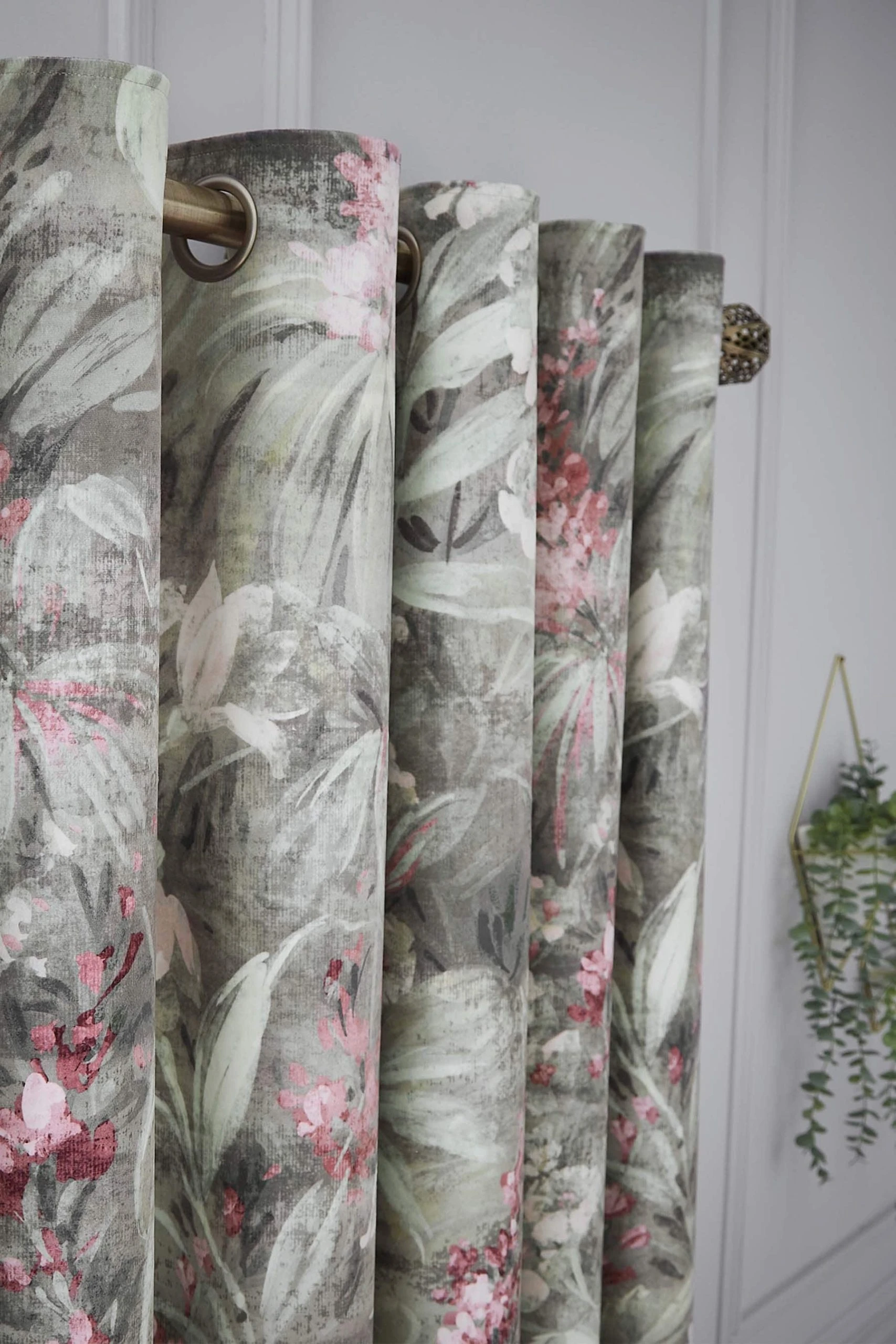 Hyperion Anthea Floral Velour Digital Print Weighted Eyelet Curtains 4 Hyperion Anthea Floral Velour Digital Print Weighted Eyelet Curtains - Image 2