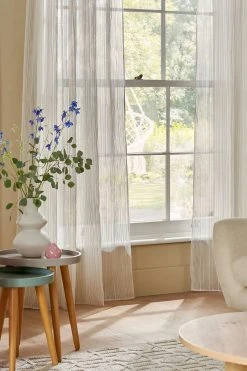 Next Stripe Voile Slot Top Unlined Sheer Panel Curtain -Louis De Poortere Shop T57207s3