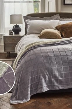 Next Cosy Sherpa Fleece Grid Throw