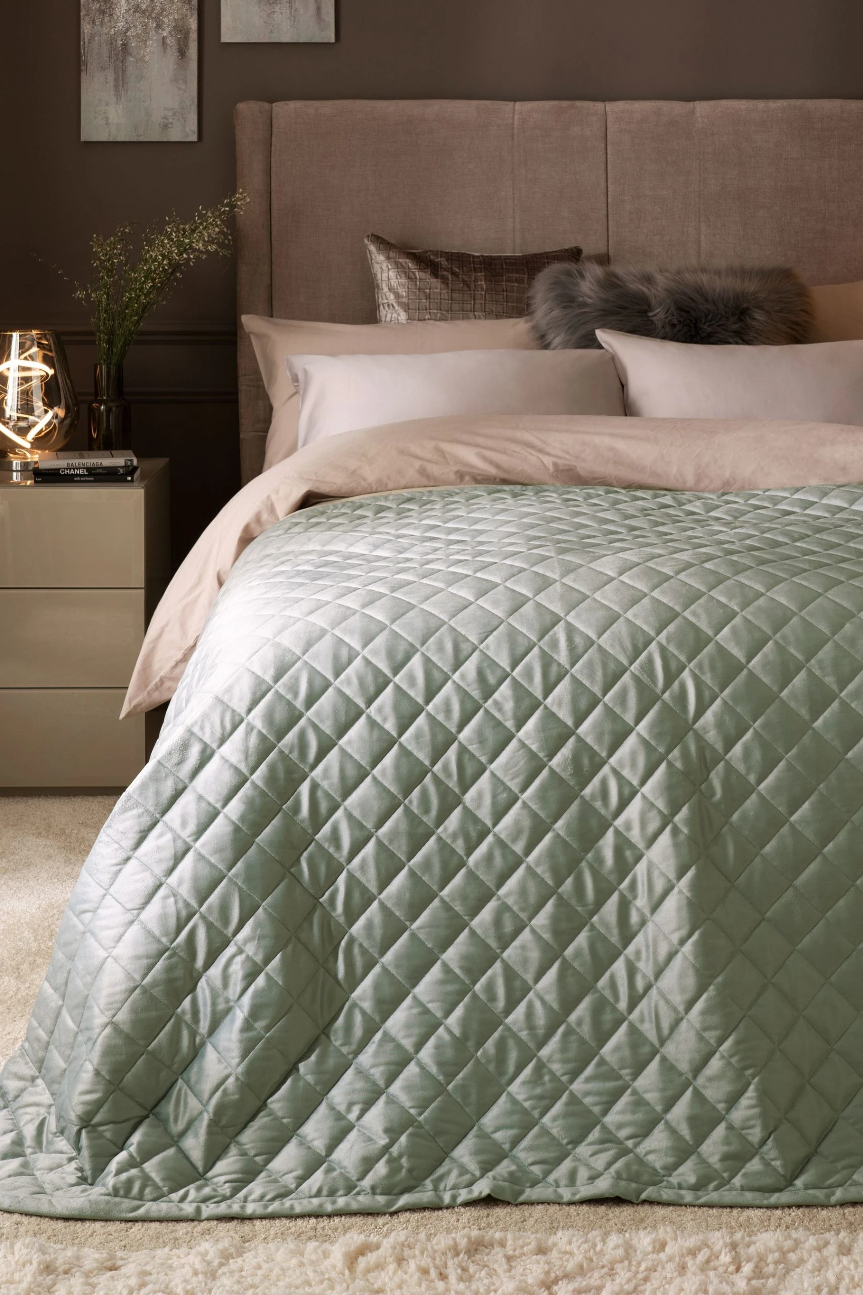 Next Hamilton Velvet Quilted Bedspread 4 Next Hamilton Velvet Quilted Bedspread - Image 2
