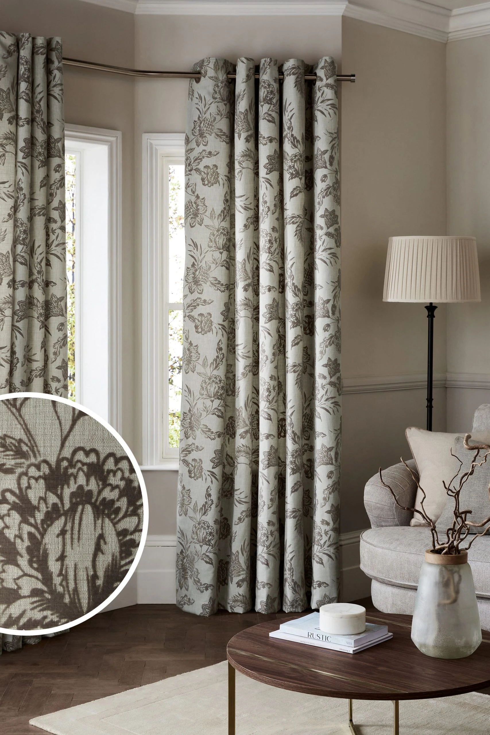 Next Flocked Velvet Floral Eyelet Curtains 3 Next Flocked Velvet Floral Eyelet Curtains